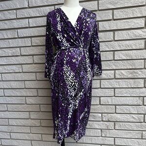 Motherhood Maternity Purple, White and Black Abstract Print Stretchy Dress Sz M